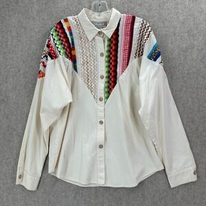 VTG Starfire Embellished Top Womens‎ 14 Western Crochet Embroidered